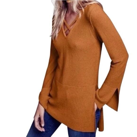 Free People Sweaters - Free People Criss Cross Tunic Sweater size M